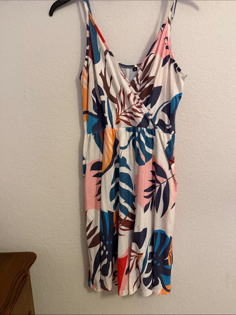 Tropical Print Sleeveless Midi Dress - Pink, Blue & White